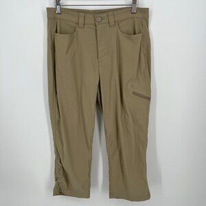 Eddie Bauer Womens Cropped Hiking Pant Size 8 Khaki Zip Pocket Lightweight Capri